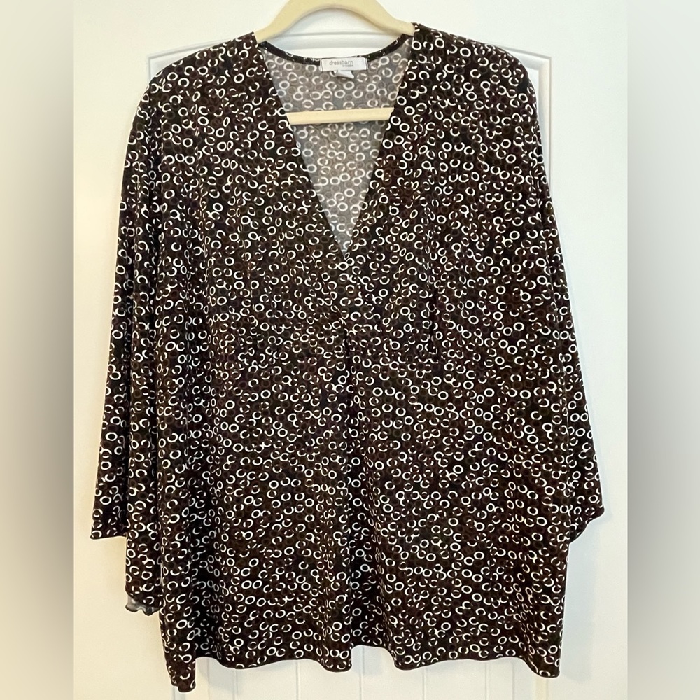 Dress Barn brown tunic in black and brown, women’s plus.